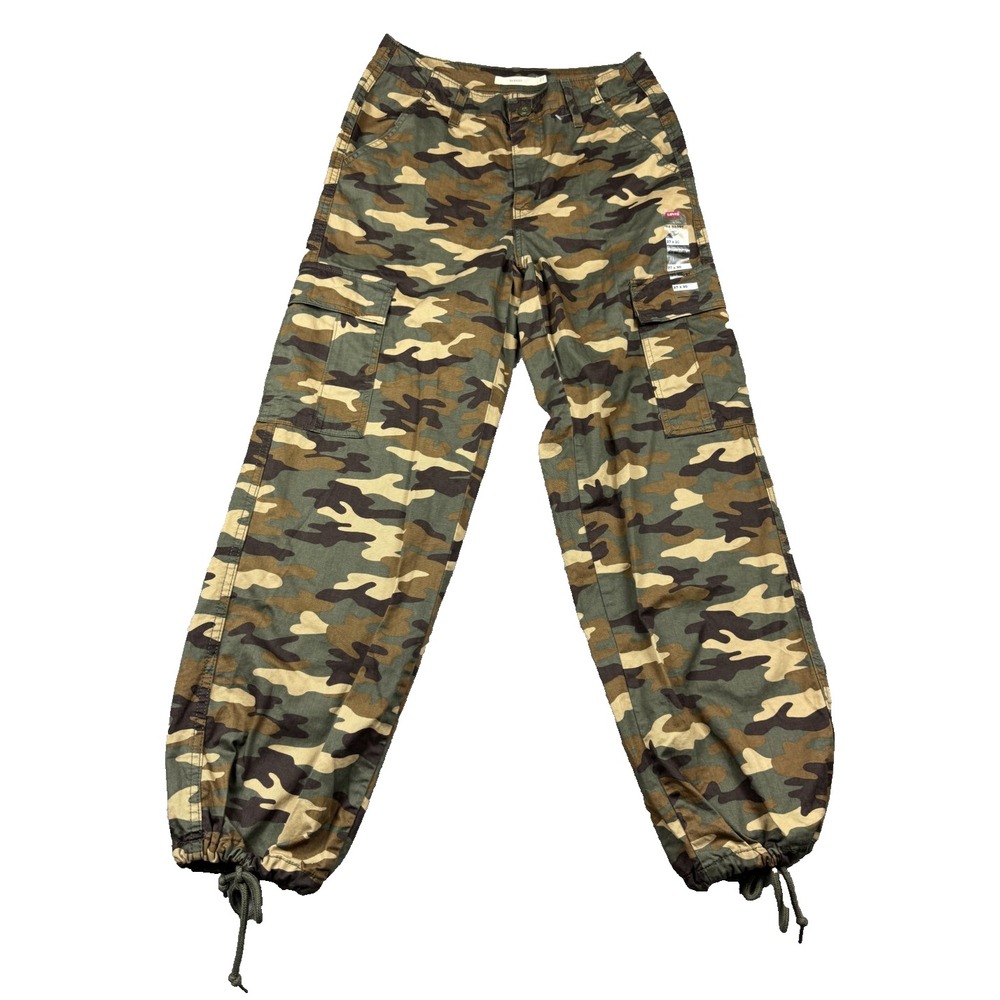 Levis 94 Baggy Cargo Pants Womens 27x30 Camo Camouflage Drawstring Utility
